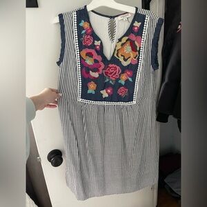 Anthropology/Andree Floral Embroidered Striped Dress